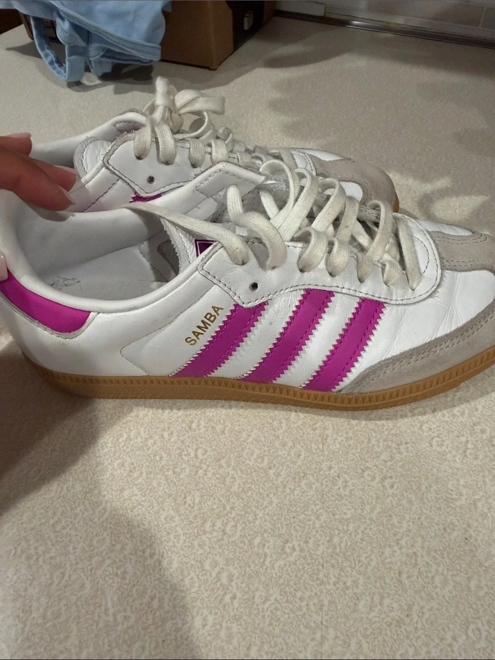 adidas Women's White & Pink Retro Samba Sneakers